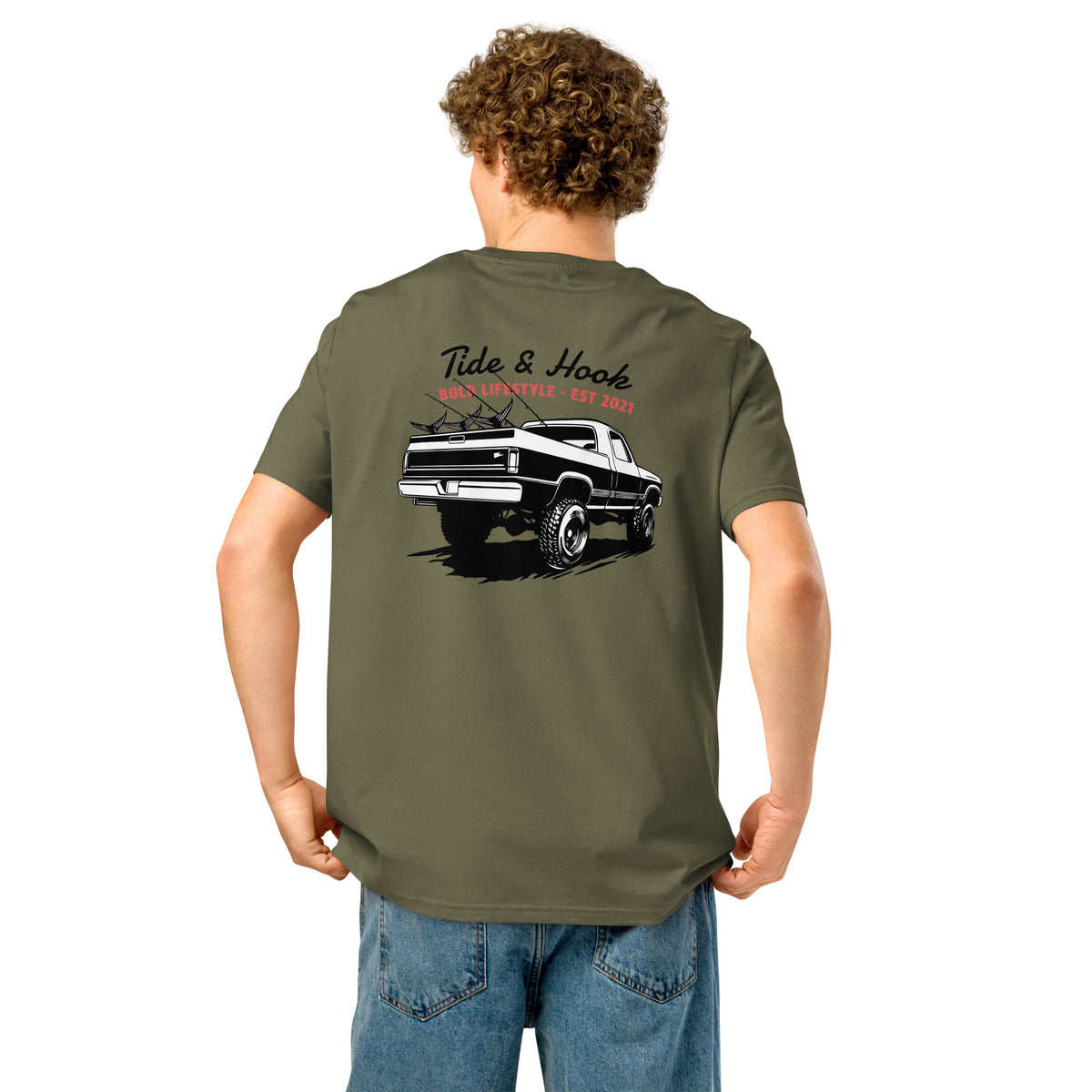 Tide & Hook Fishing Truck Tee — Organic Cotton (Unisex)
